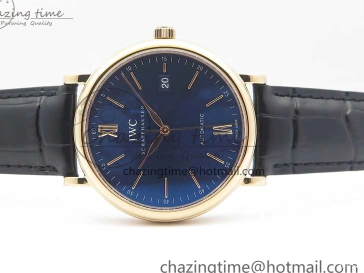 MIROTIME 0428 MoistureWicking Portofino Automatic RG IW356522 FKF 1:1 Best Edition Blue Dial on Black Croco Strap A 7109